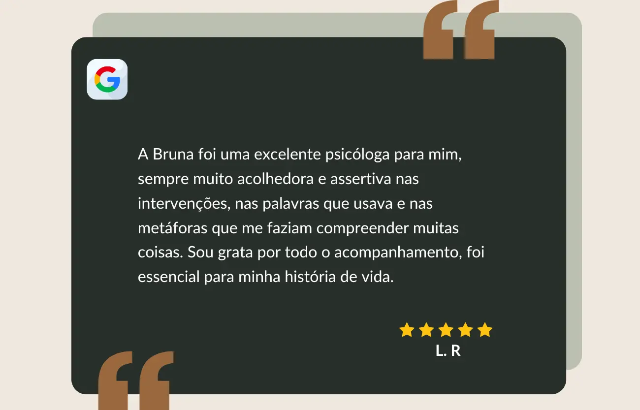 Depoimento de paciente sobre o resultado da psicoterapia online e particular com a psicóloga Bruna Matos para ansiedade, estresse e esgotamento profissional baseado na TCC. Atendimento especializado para profissionais de alta responsabilidade recuperarem a qualidade do sono, o controle do comer emocional e o equilíbrio entre mente e carreira.